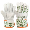 Coton en cuir de chèvre Palme imprimé arrière de sécurité caoutchoutée Cuff Garden Gants de travail